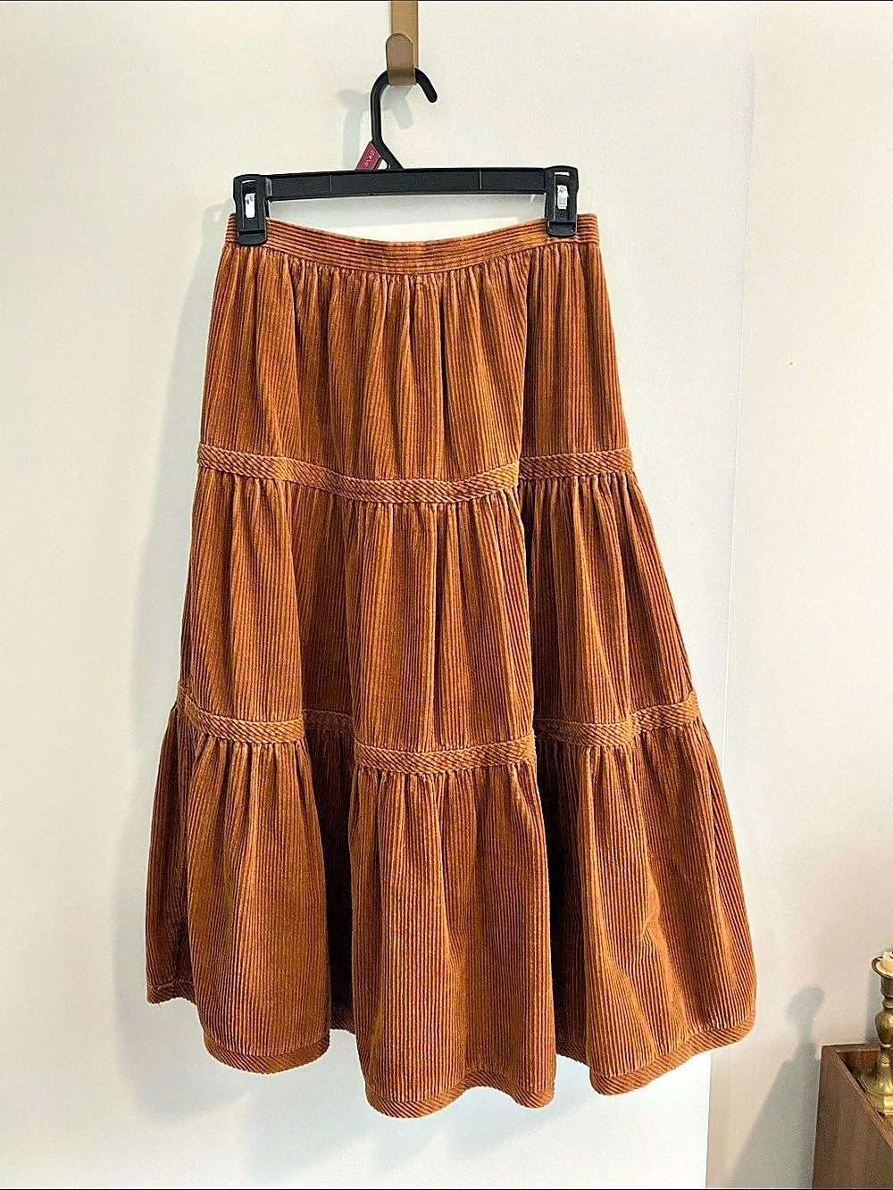 Vintage 1960s 1960s Brown Tiered Corduroy Maxi Skirt